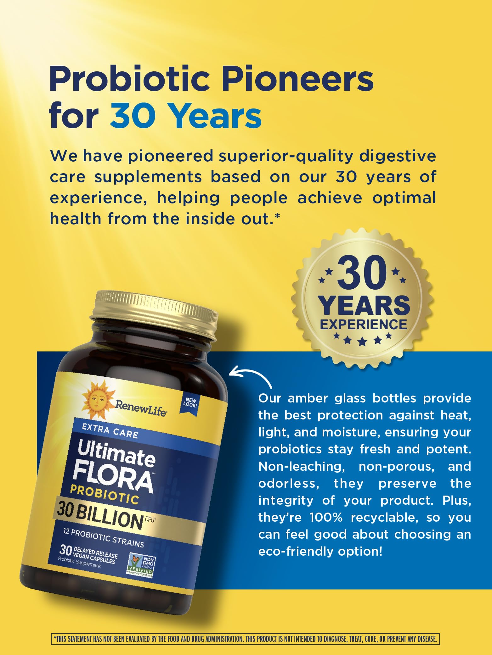 Renew Life Non-GMO dairy free gluten free probiotic formula for allergy friendly use.