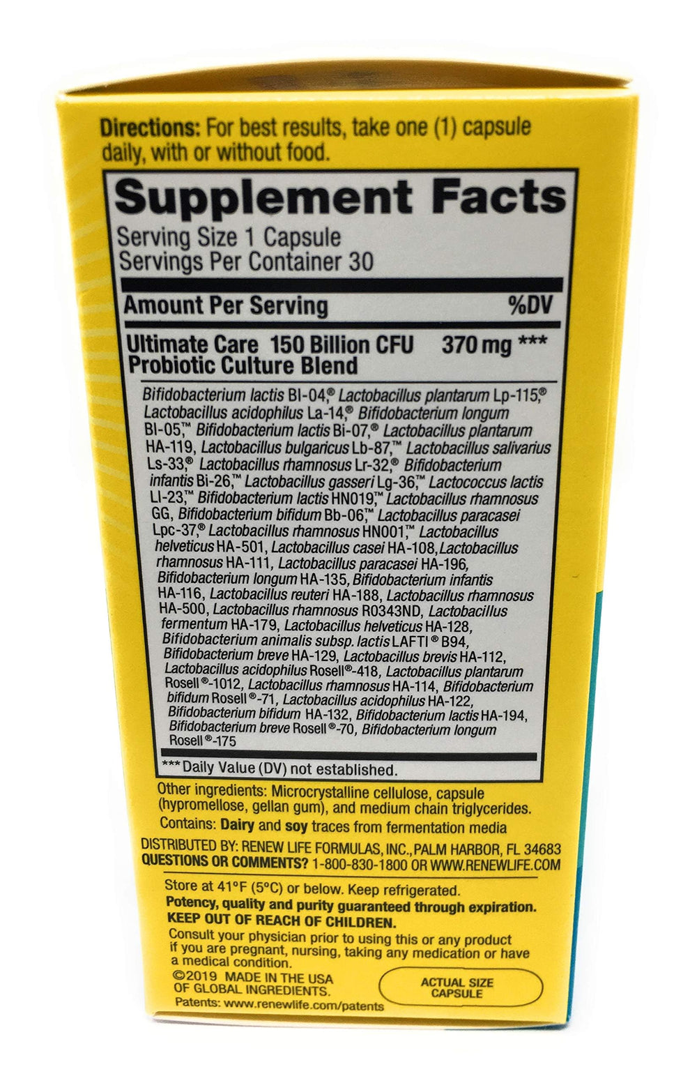Renew Life Probiotic 150B Ultmt Care capsules for easy daily wellness.
