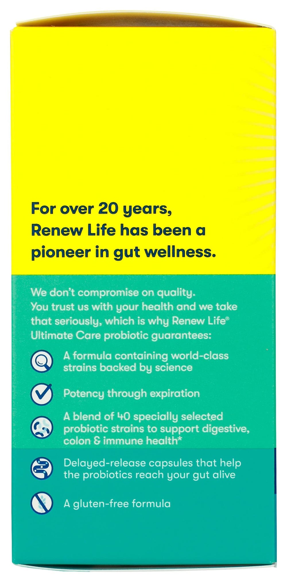 Renew Life Probiotic 150B Ultmt Care daily-use bottle in lifestyle image.
