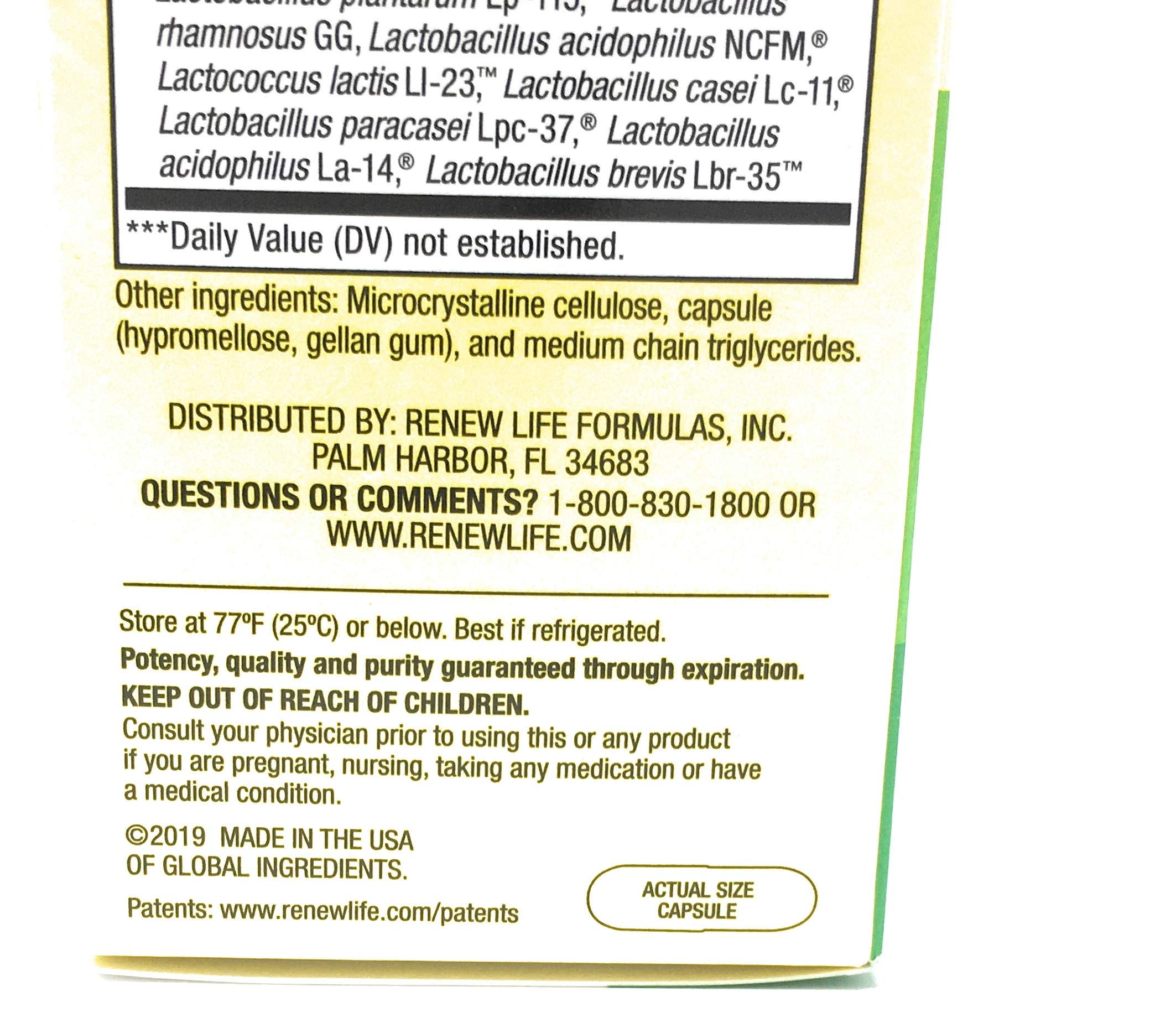 Renew Life PROBIOTIC 30B UF capsules closeup signals daily digestive support.