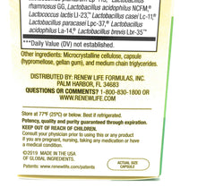 Renew Life PROBIOTIC 30B UF capsules closeup signals daily digestive support.
