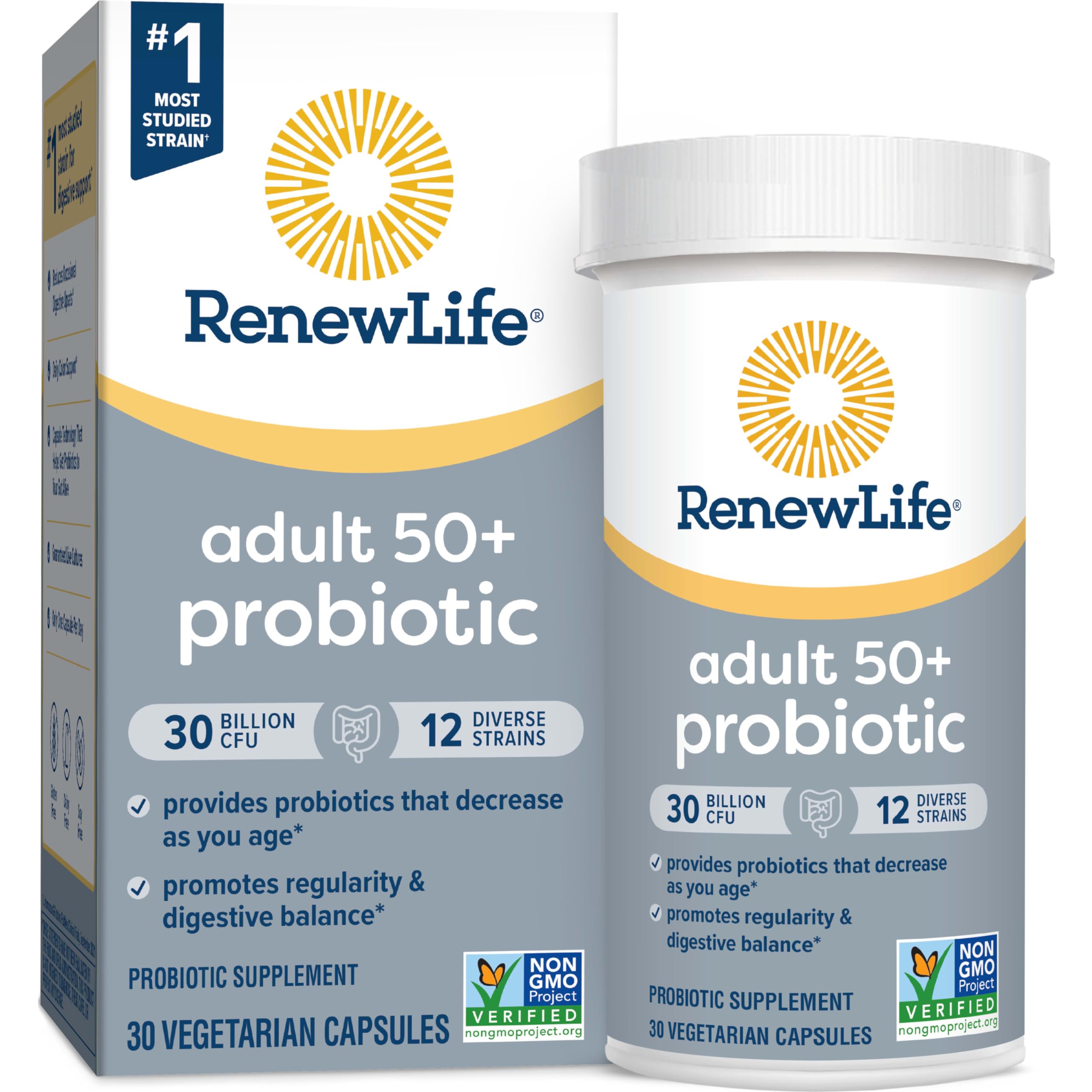 Store shelf with Renew Life probiotic and expiration date highlighted.