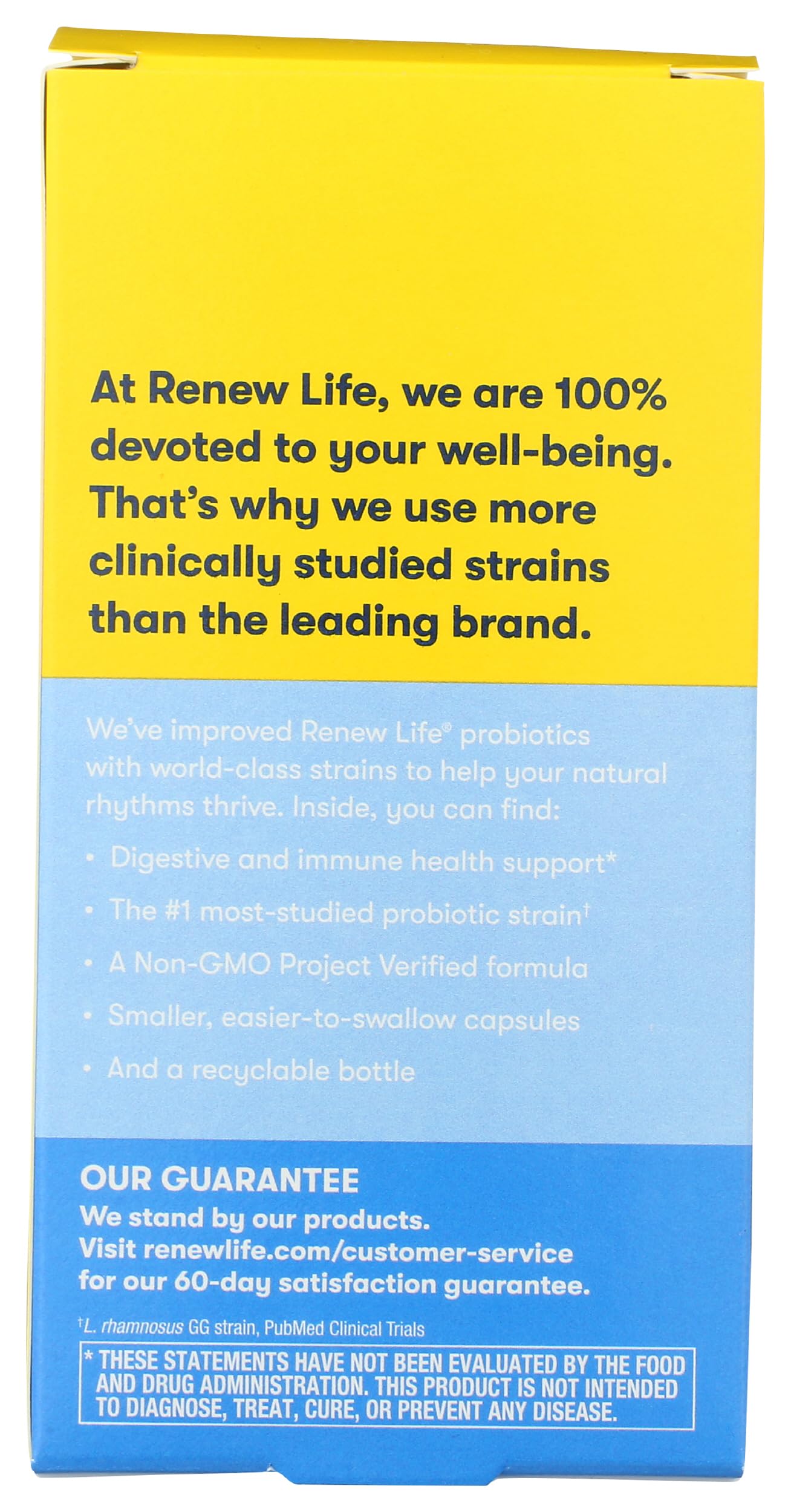 Renew Life Probiotic Extra Care 50B bottle label highlights high-potency probiotic formula.