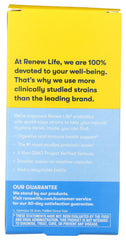 Renew Life Probiotic Extra Care 50B bottle label highlights high-potency probiotic formula.