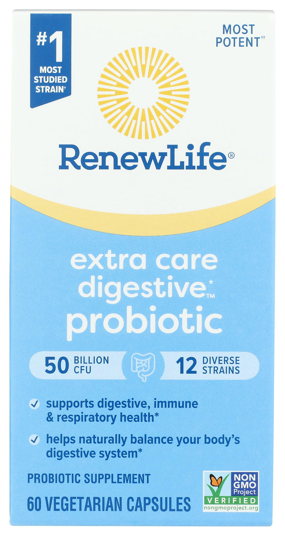 Renew Life Ultimate Flora bottle front view for daily digestive support.