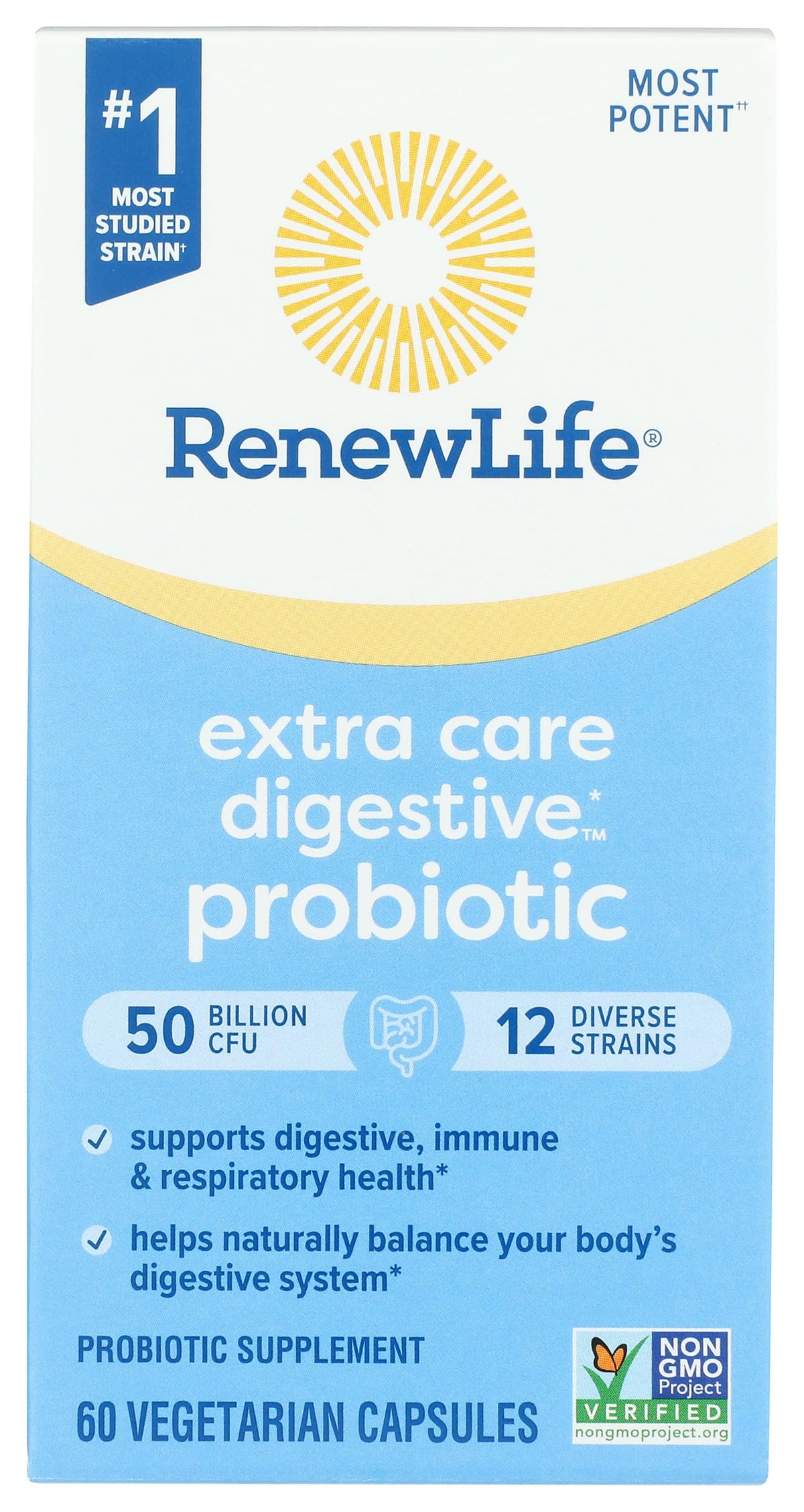 Renew Life Ultimate Flora bottle front view for daily digestive support.