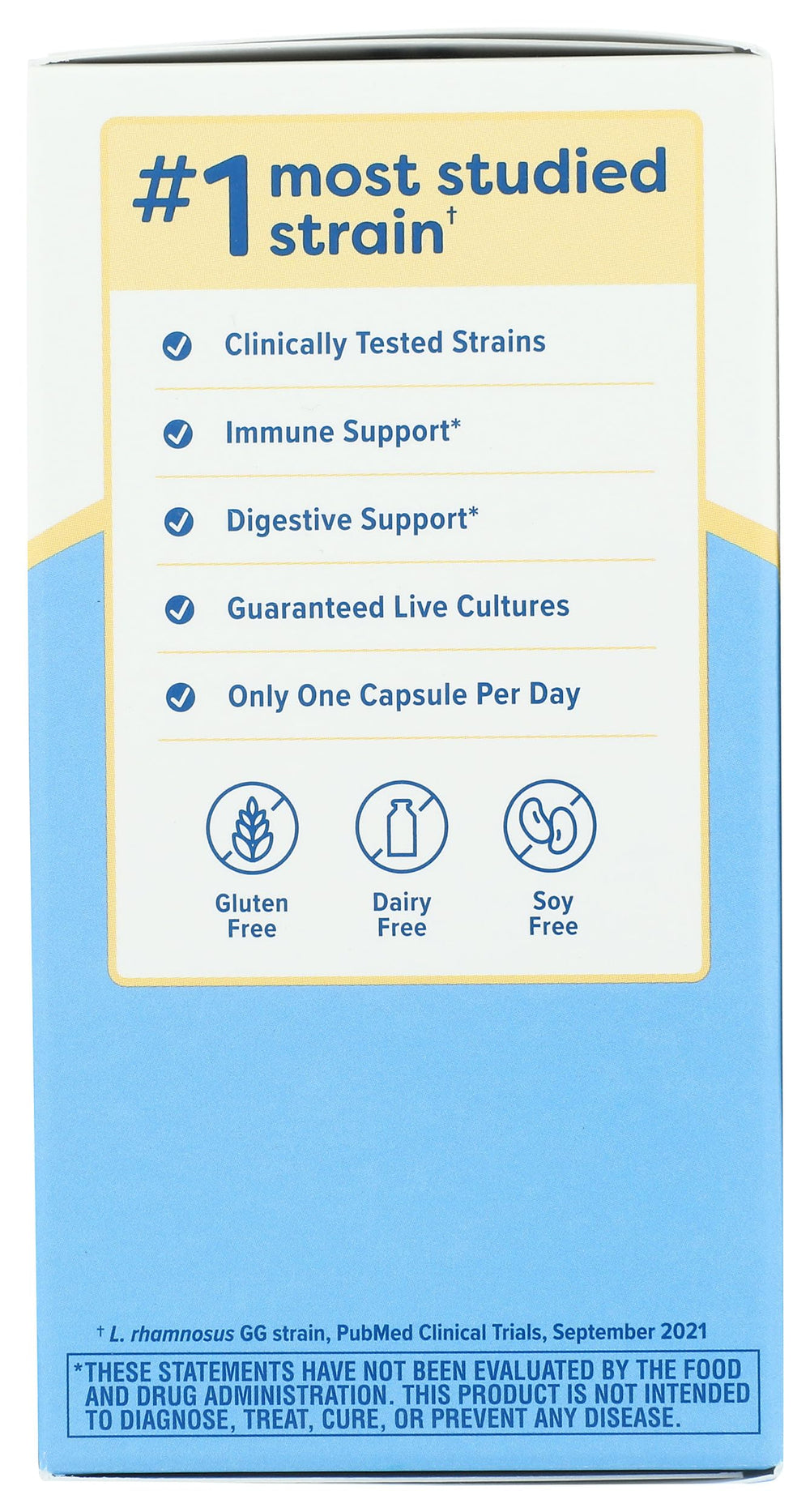 Renew Life Ultimate Flora capsules spilled next to a glass suggesting convenient daily intake.