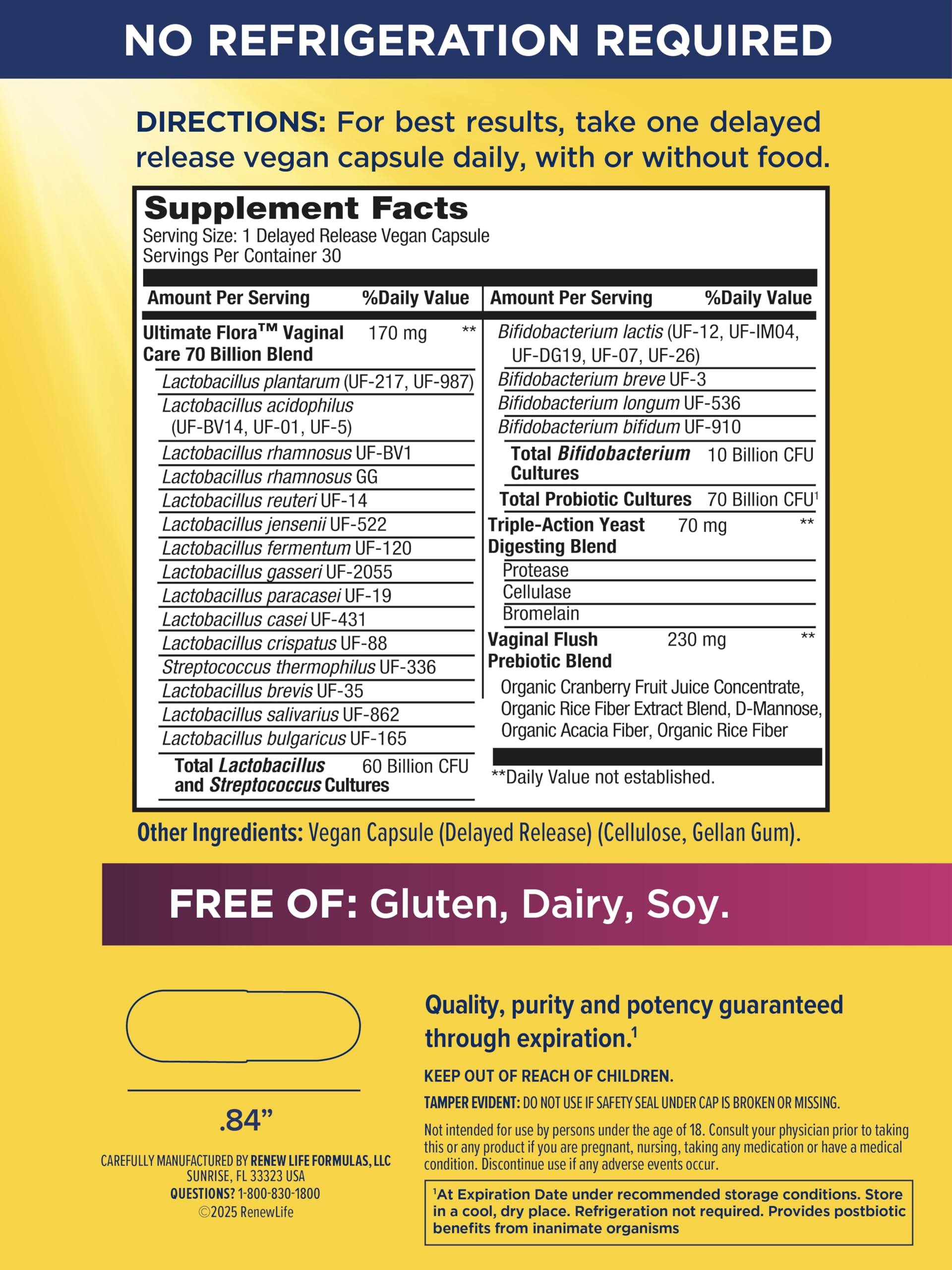 Renew Life bottle with visible label highlighting probiotic potency for immune and digestive support.