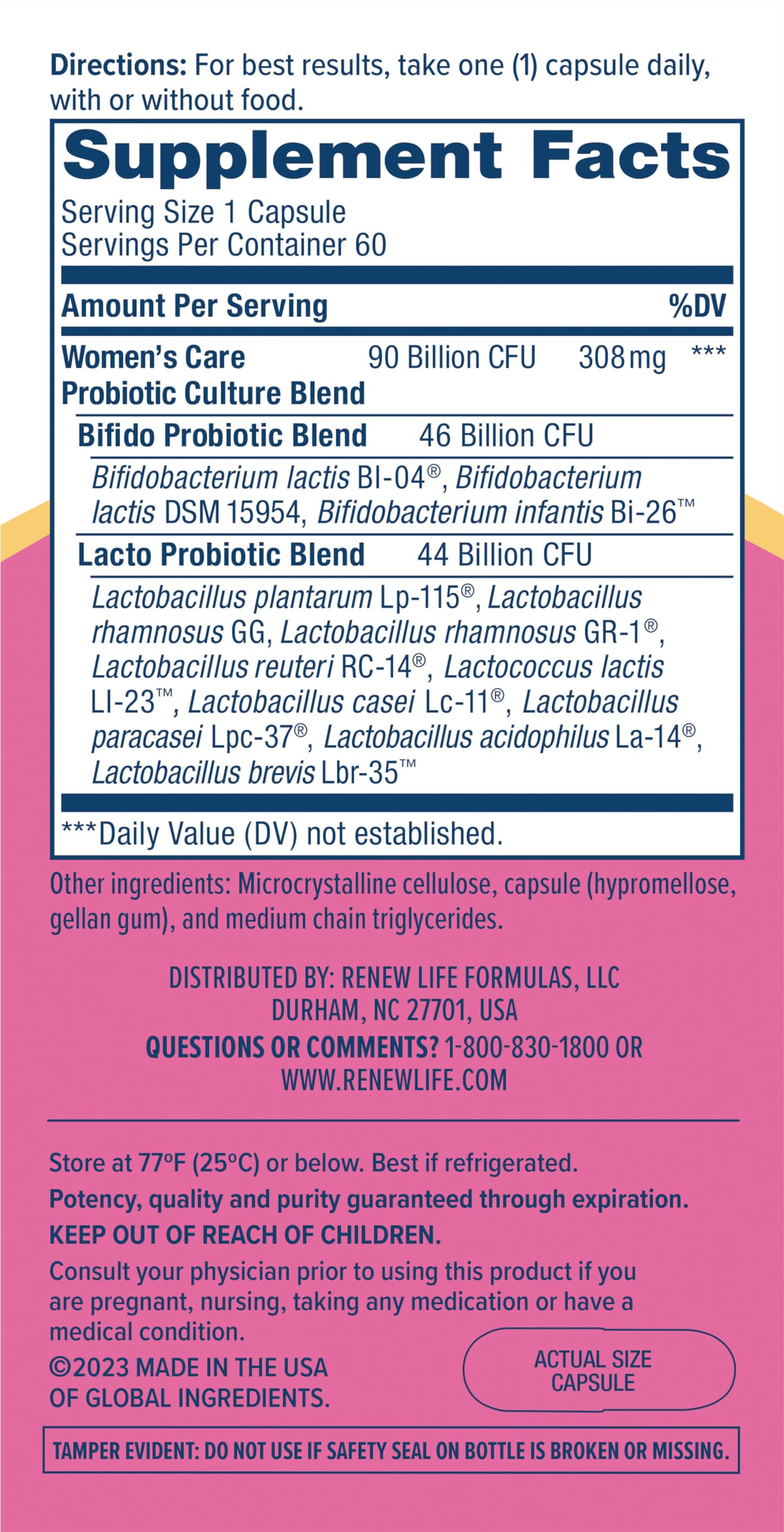 Renew Life Women's Probiotic expiration date close-up on packaging