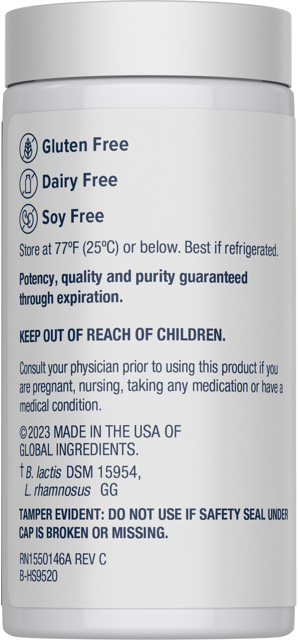Renew Life label highlights gluten-free, dairy-free and soy-free formulation.