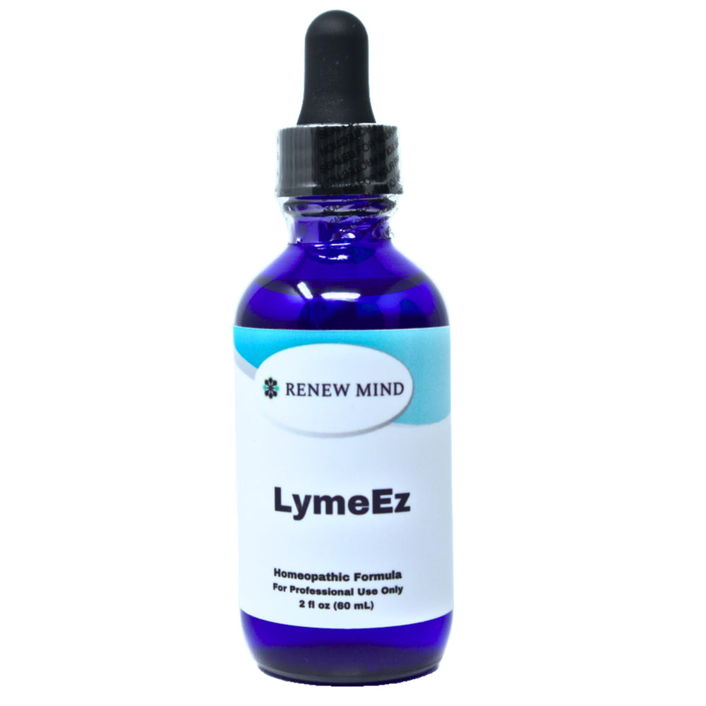 RenewMind LymeEz bottle pour shows easy dosing for daily immune support.
