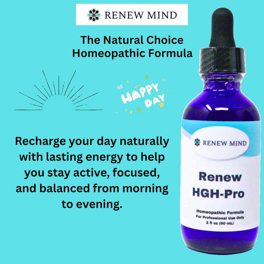 Renew Mind Renew HGH Pro dropper close-up shows fast absorbing liquid formula.