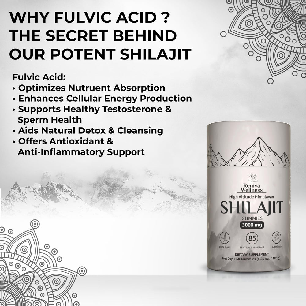 Reniva Wellness Shilajit Gummies tamarind flavor highlight for easy daily use.