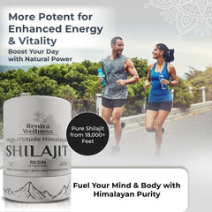 Pouring Reniva Shilajit Resin shows easy dosing for sustained energy and focus.