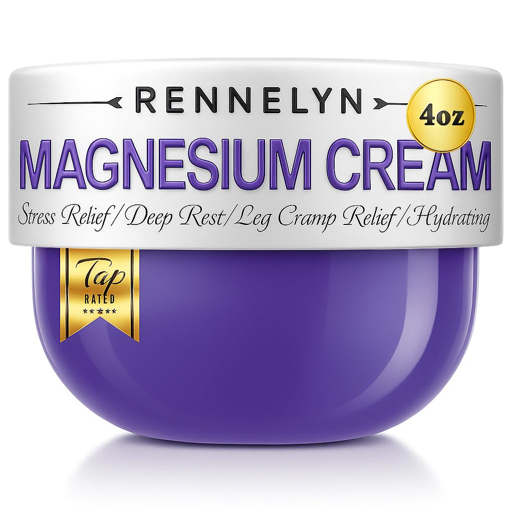 Rennelyn Magnesium Cream bottle ready for leg cramps relief and nightly calm.