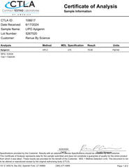 Renue By Science Apigenin label closeup highlighting allergen-free, non-GMO ingredients