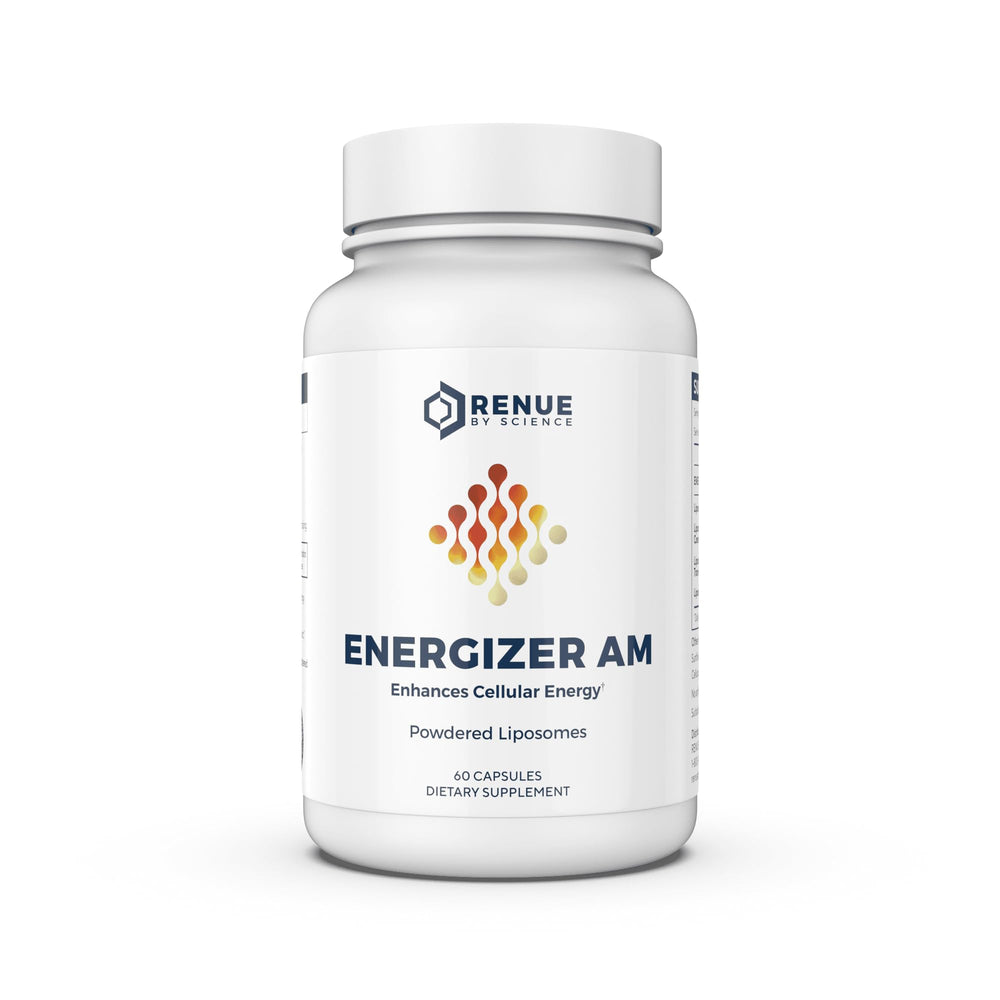 Renue By Science Energizer AM bottle with capsules for daily energy support.