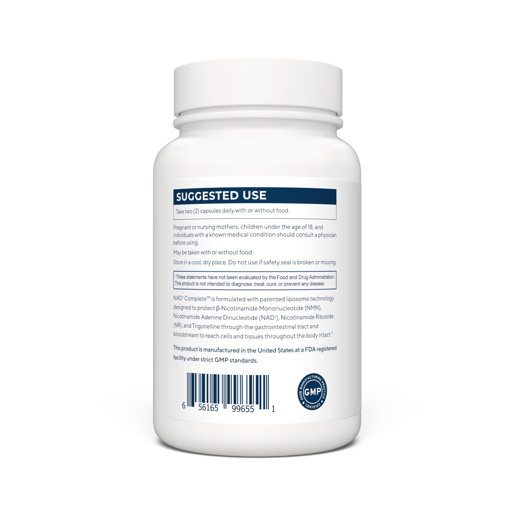 Renue By Science LIPO NAD+ Complete capsules close-up, highlighting enhanced absorption via liposomal delivery