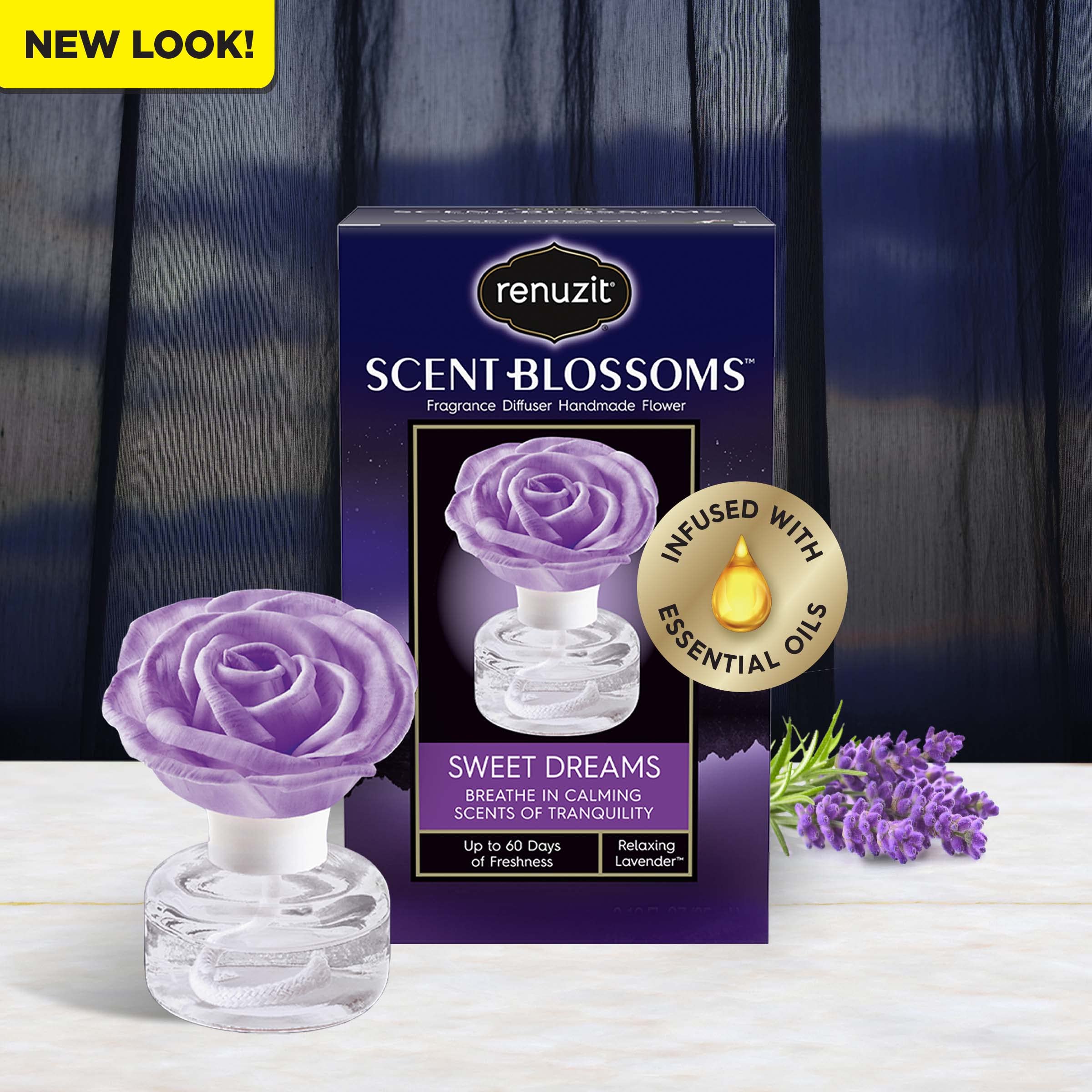 Renuzit Scent Blossoms lavender-vanilla-eucalyptus blend fills a space