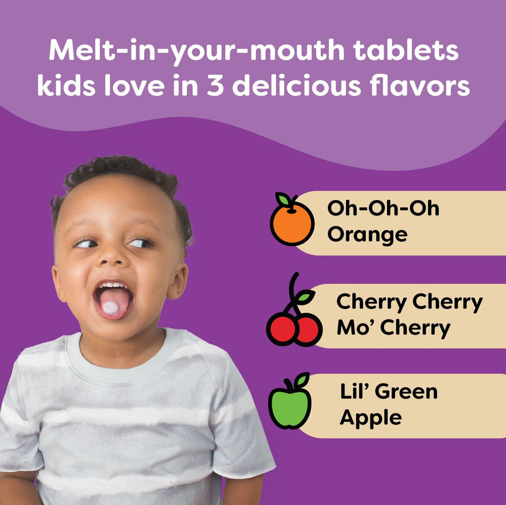 Renzo's melty tabs dissolving in water: easy mix into juice or smoothies.