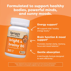 Renzo's Bright and Brainy Vitamin B6 orange flavor dissolving in water or juice.