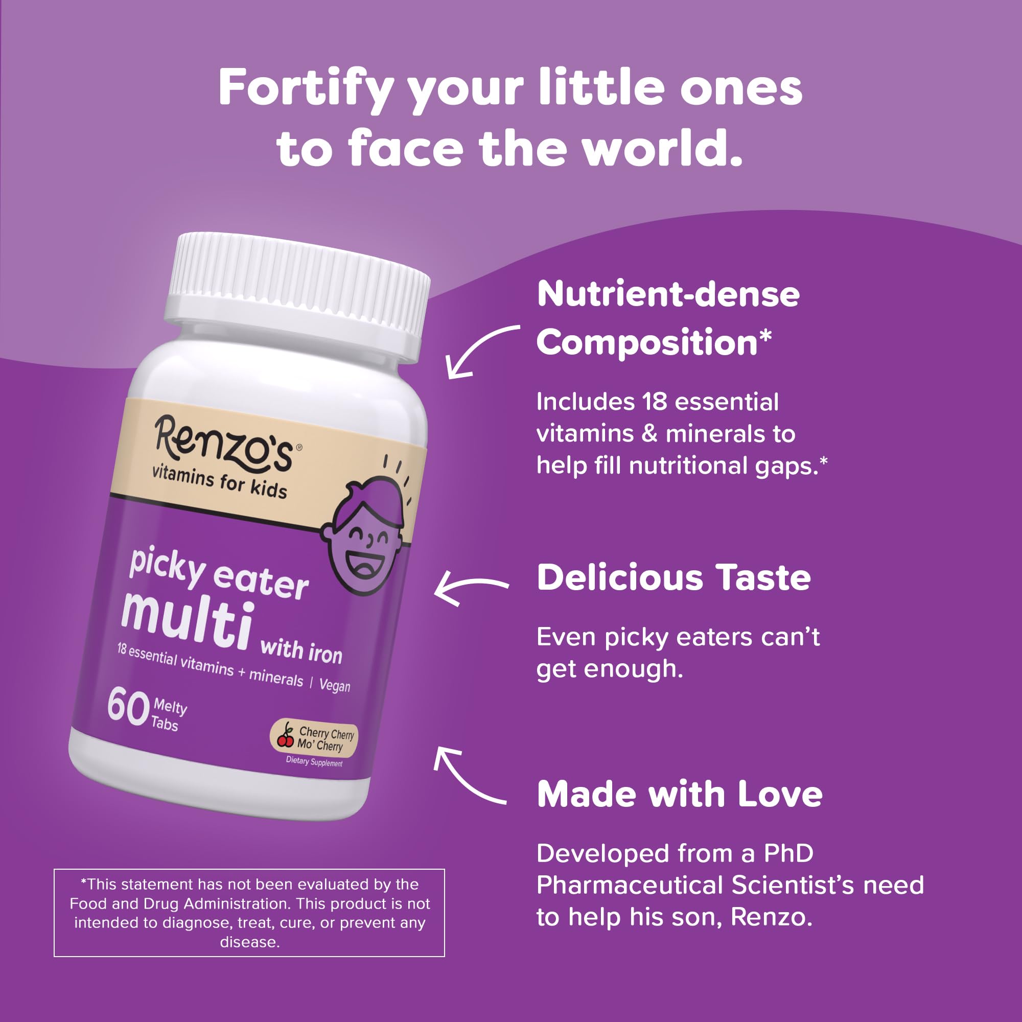 Iron-zinc-calcium blend in Renzo's Picky Eater, bone-support nutrients