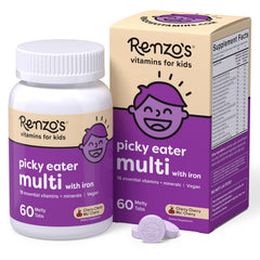 Renzo's Picky Eater melty cherry tabs in a bottle for easy intake