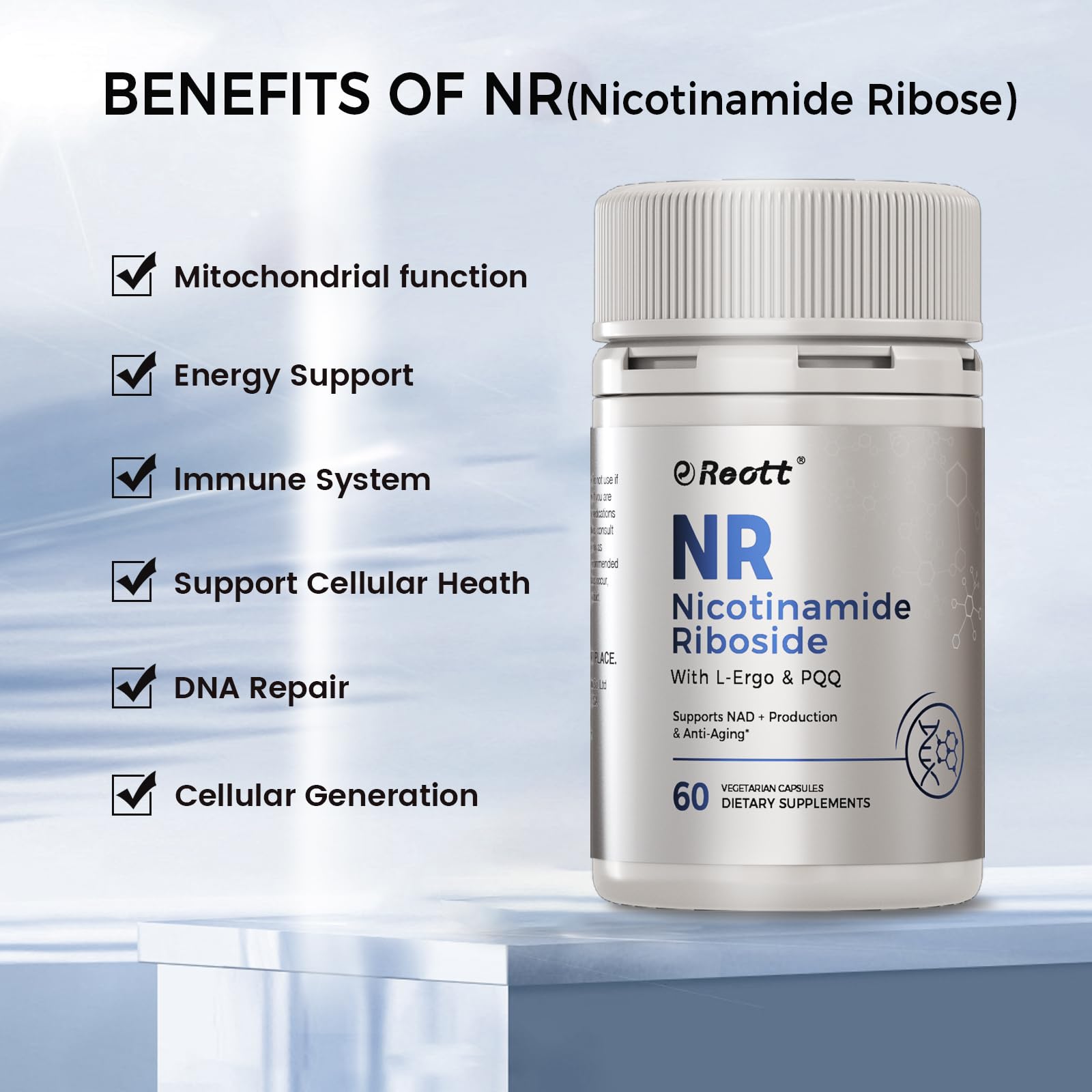 REOTT NR dosage guide shows two capsules daily for easy routine integration.