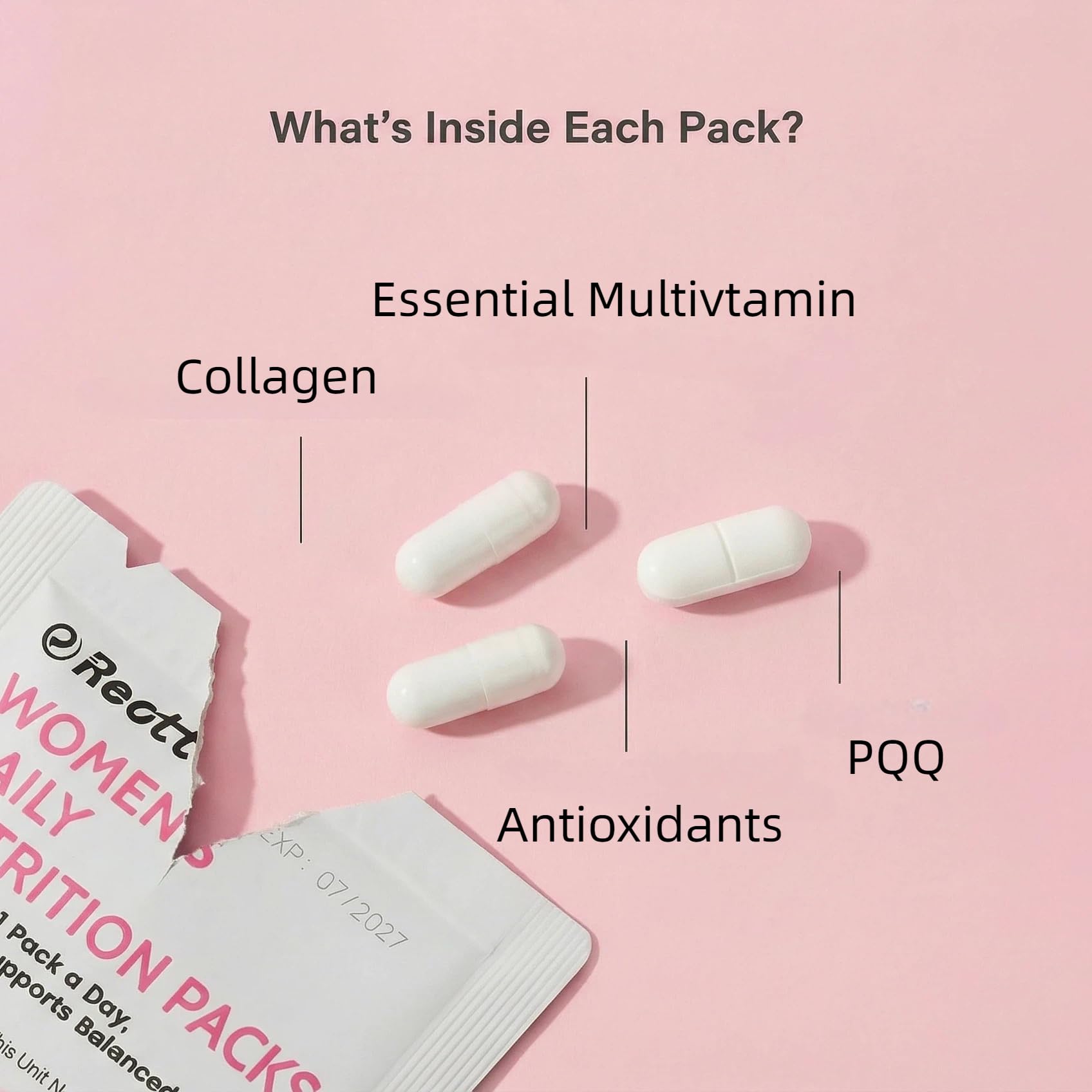 REOTT Women's Daily Vitamin Packs travel essentials pouch ready for trips, supports busy routines.
