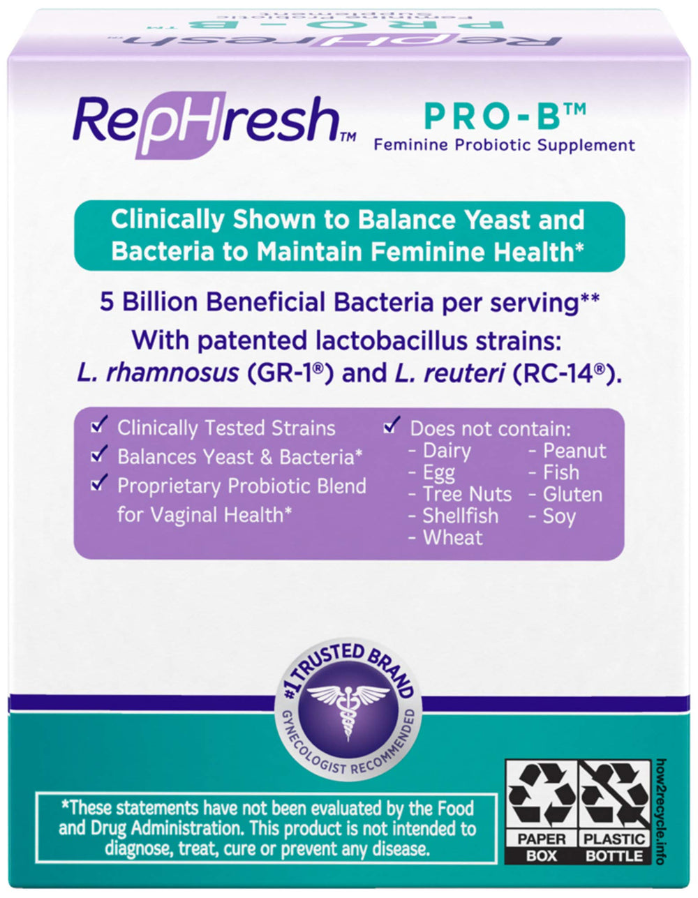 RepHresh Pro-B bottle on shelf signals a monthly wellness routine.