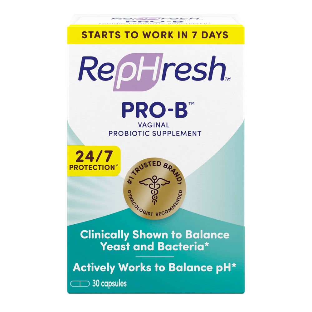 RepHresh Pro-B capsule close-up highlighting probiotic balance.