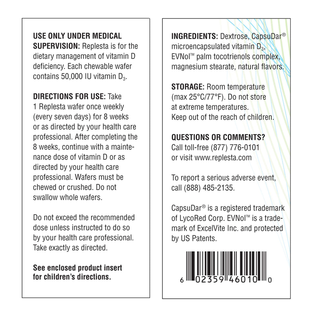 Replesta easy weekly dosing option for vitamin D support.