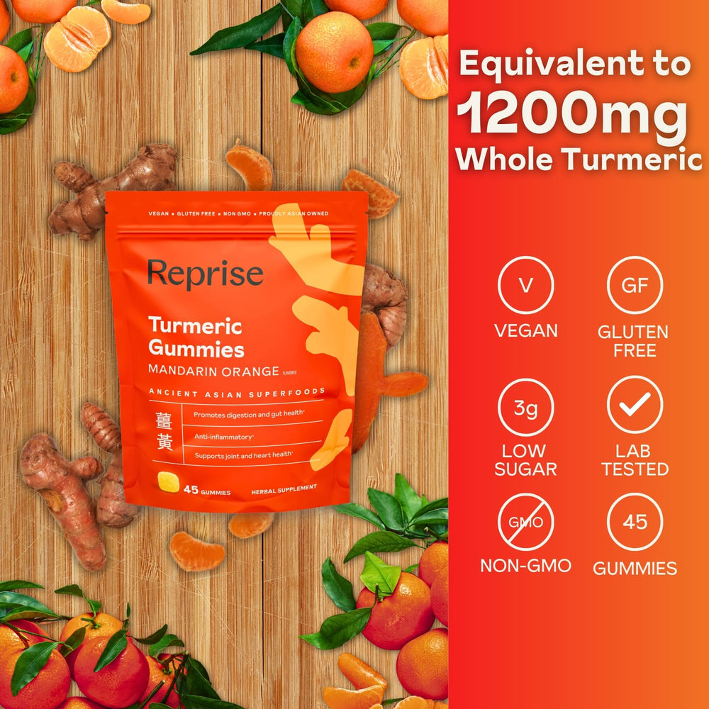 Reprise Turmeric Gummies orange flavor piece and texture