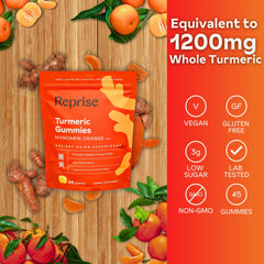 Reprise Turmeric Gummies orange flavor piece and texture