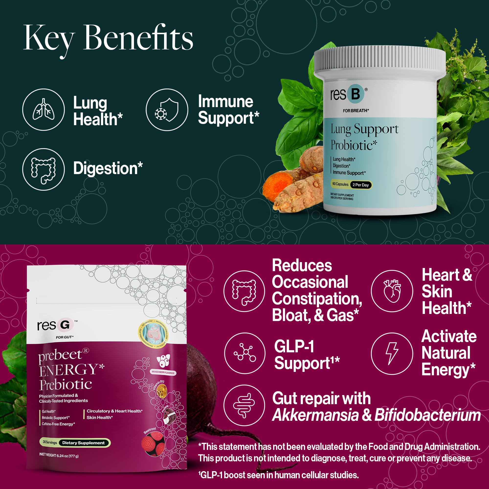 ResBiotic power gut bundle box showing 90-serving packs for convenient daily health support.