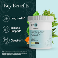 ResBiotic resB Lung image suggesting immune support through clinically trialed formula.