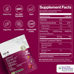ResBiotic resG prebeet beetroot powder closeup suggesting natural energy.