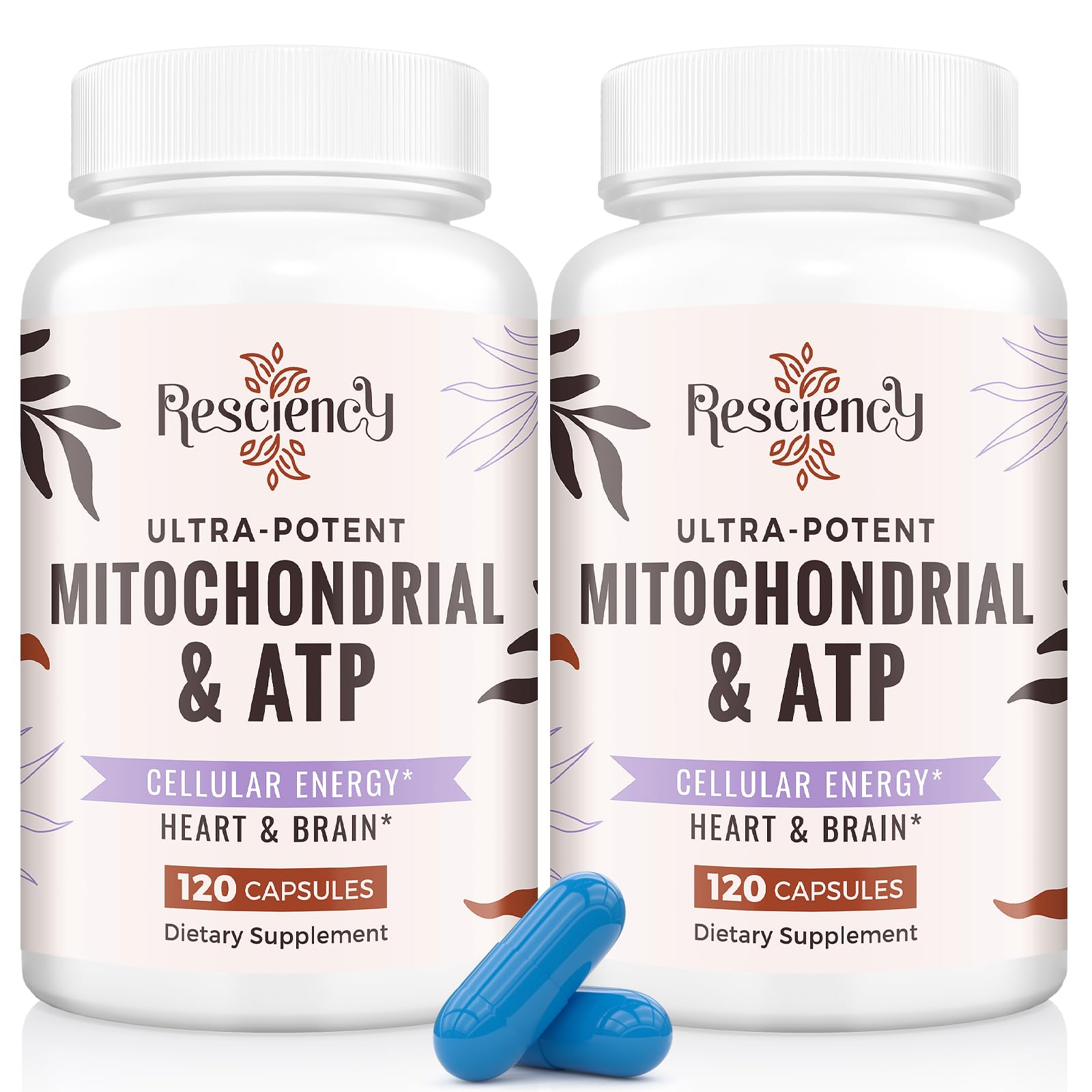Resciency 2326mg mitochondrial capsules offering steady energy support.