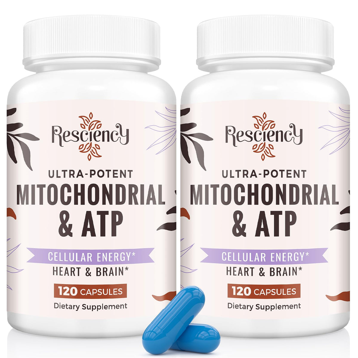 Resciency 2326mg mitochondrial capsules offering steady energy support.