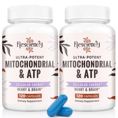 Resciency 2326mg mitochondrial capsules offering steady energy support.
