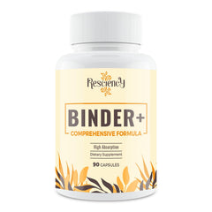 Resciency Detox Binder activated charcoal capsule close-up, supporting daily wellness.