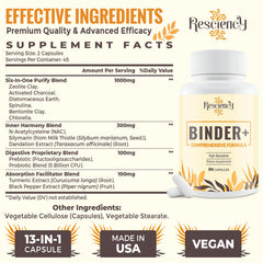 Resciency Detox Binder zeolite clay blend supports mineral balance and toxin binding.