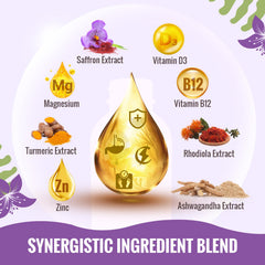 Resciency liposomal saffron drops bottle label highlighting clean ingredients