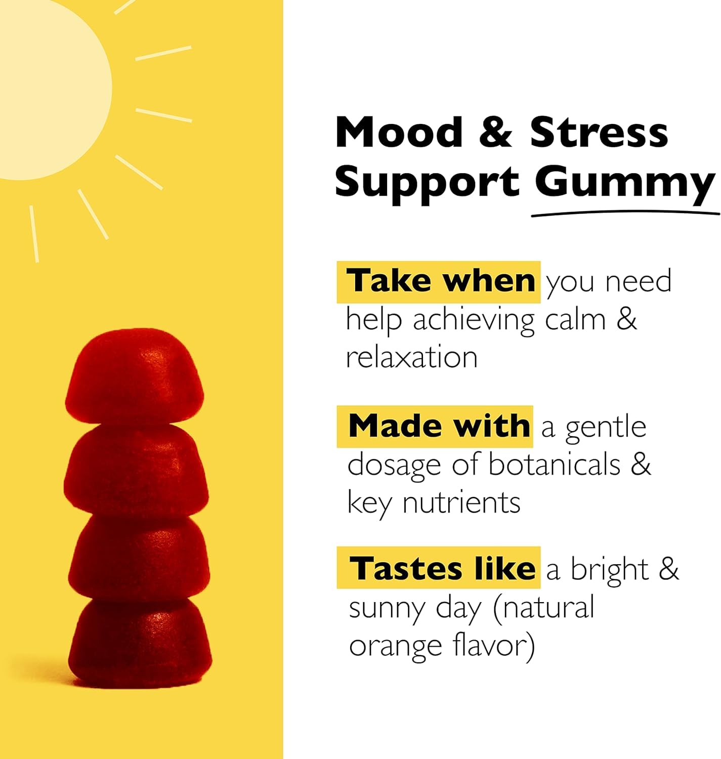 RESCUE Bach Plus Mood Gummies close-up of soft orange gummies.