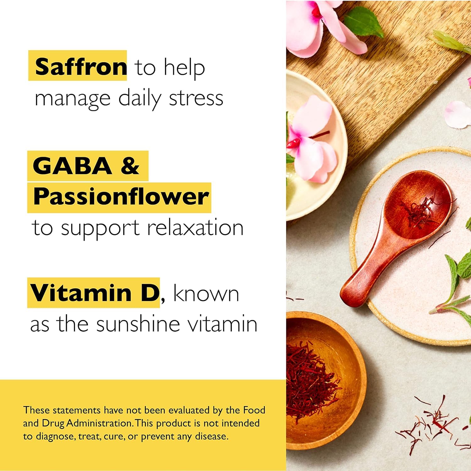 RESCUE Bach Plus Mood Gummies saffron detail for natural flavor.