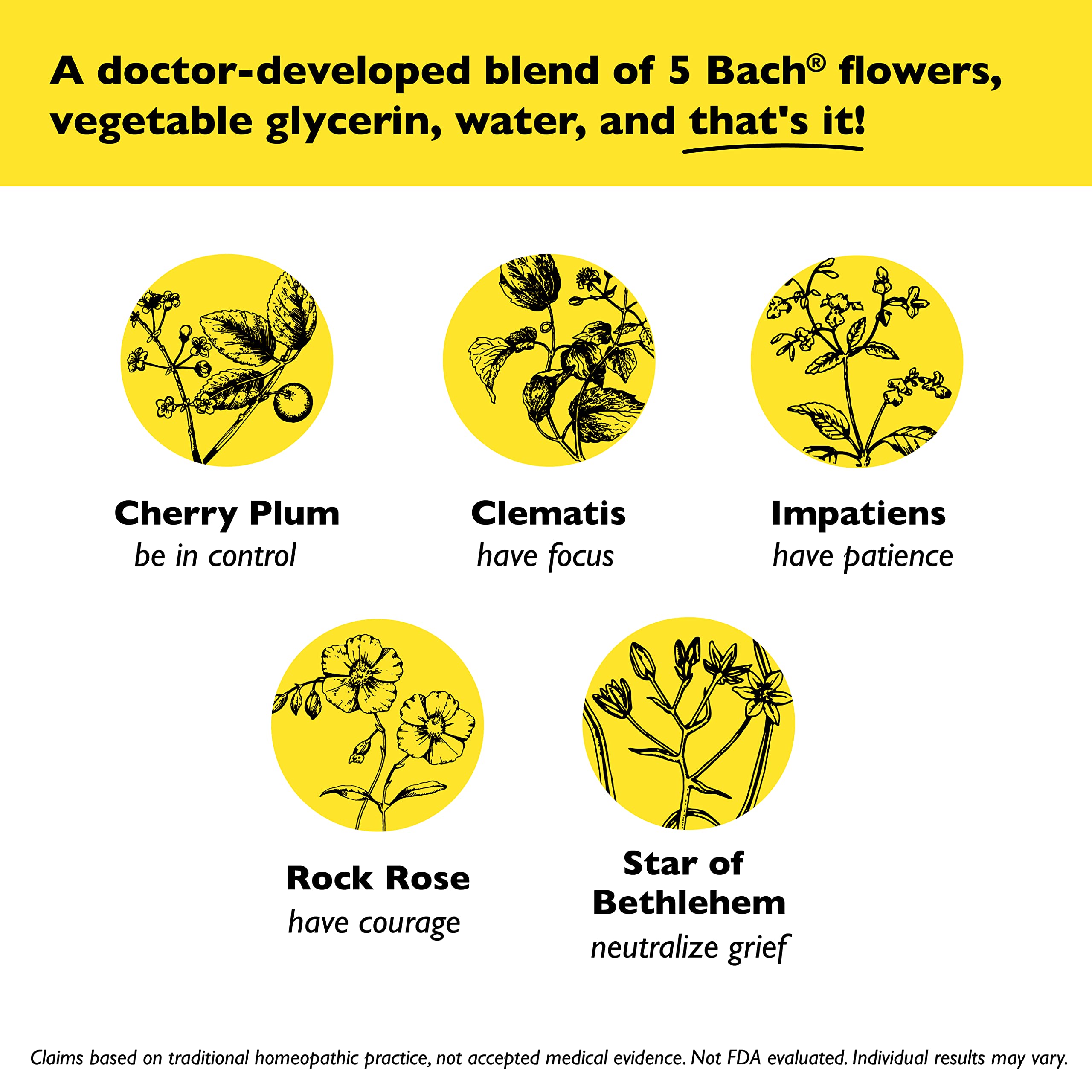 RESCUE Bach Remedy label close-up emphasizes vegan, alcohol-free formula.