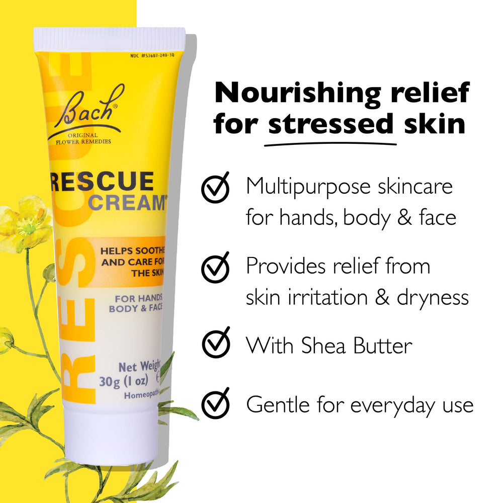 RESCUE Bach Rescue Cream applied to hands to soothe dry skin.