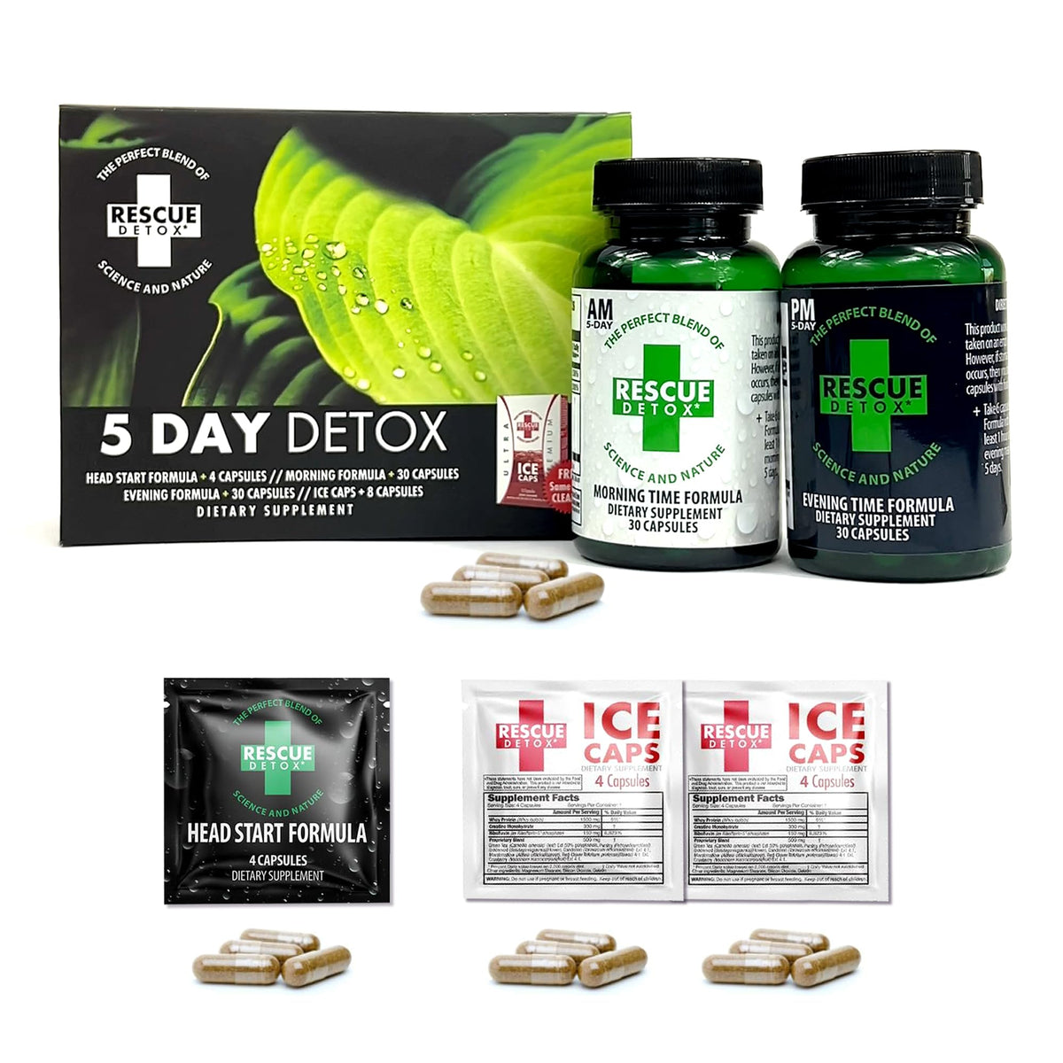 Rescue Detox 5 Day Kit box front for an easy start to a five-day cleanse