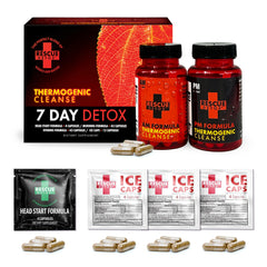 Rescue Detox 7 Day Thermogenic Kit packaging ready for a cleansing routine.
