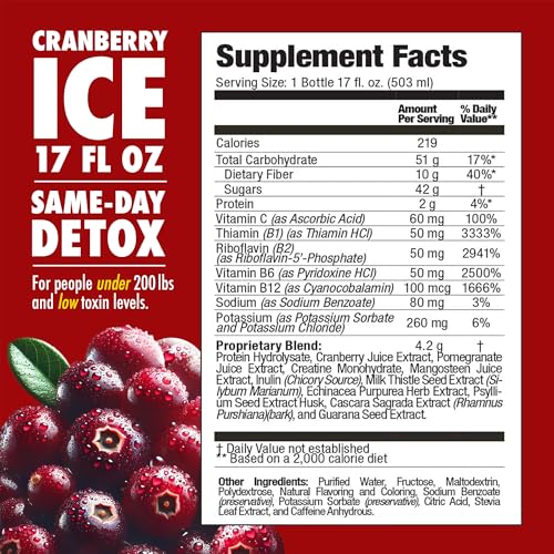 Rescue Detox ICE Cranberry being poured for immediate use